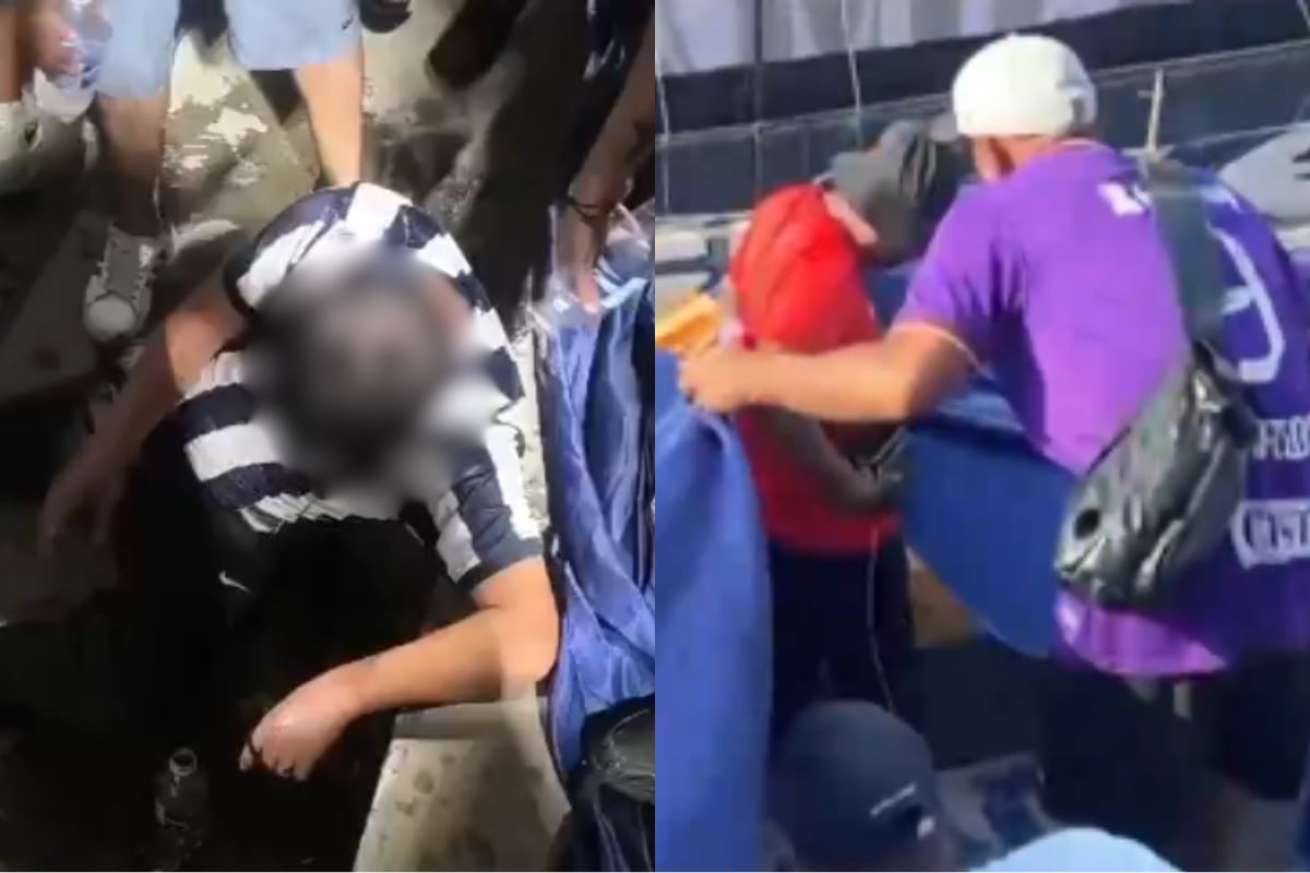 El incidente ocurrió alrededor de las 06:30 p.m., en un momento de alta concentración de simpatizantes blanquiazules. Las causas exactas del colapso son materia de investigación | Foto: X (Captura) / Composición EC