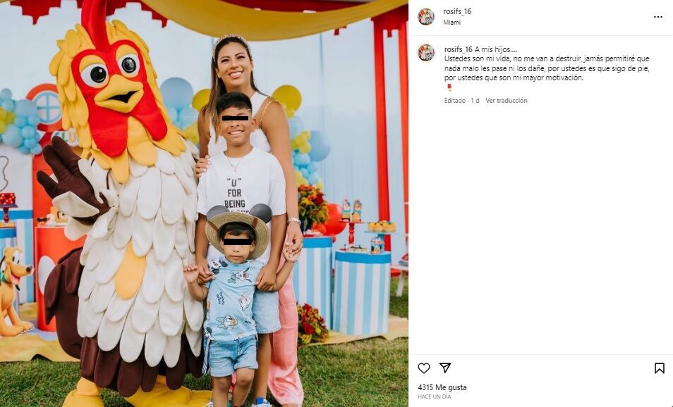 Rosa Fuentes dedica mensaje a sus hijos.