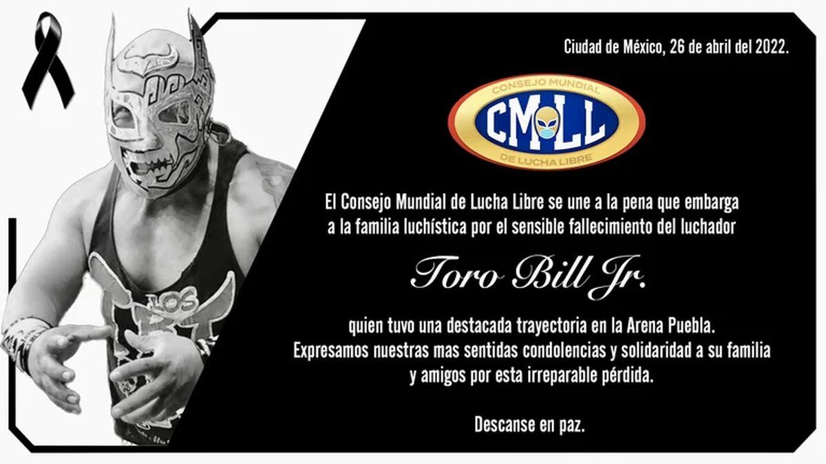 "Toro Bill Jr." falleció a fines de abril (Foto: CMLL Consejo Mundial de Lucha Libre Oficial / Facebook)