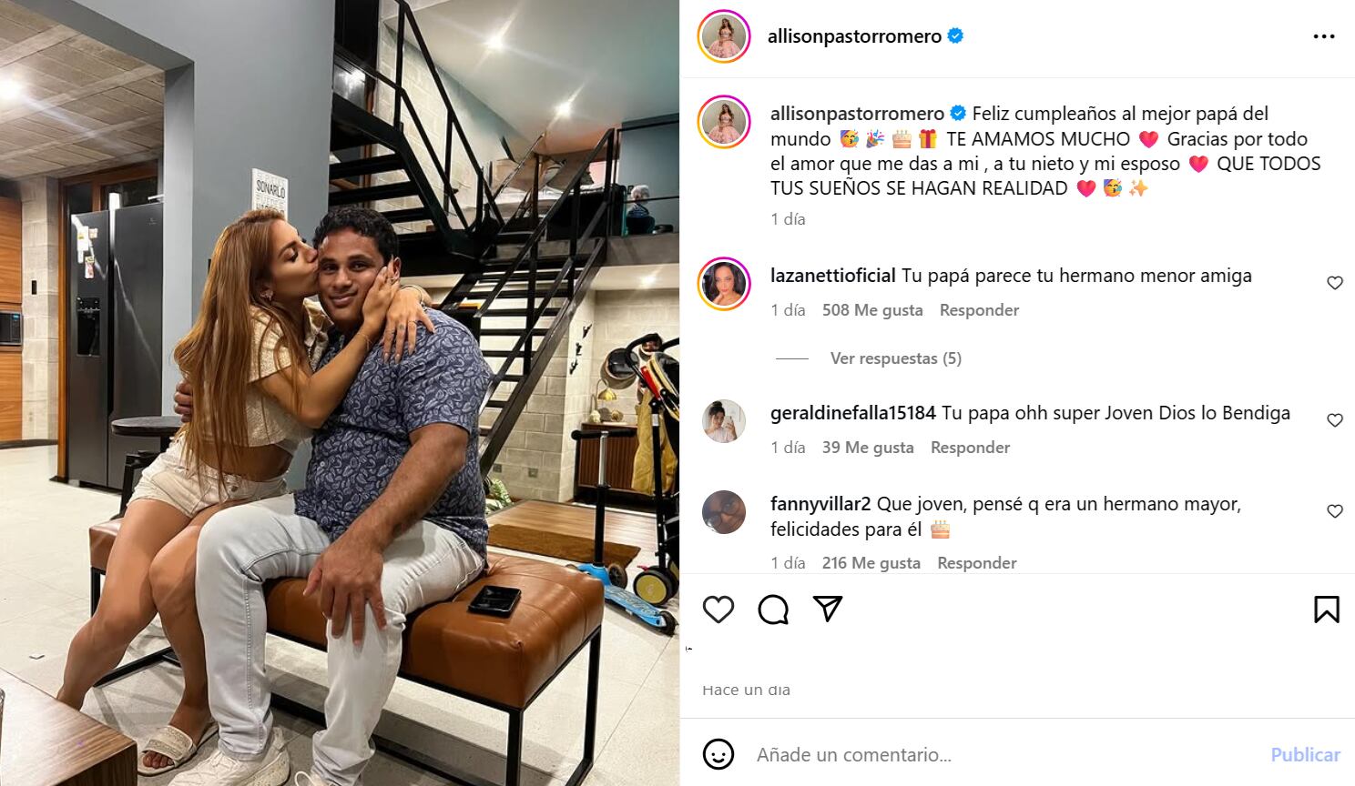 Allison Pastor presente por primera vez a su padre y sorprende porque él luce muy joven.