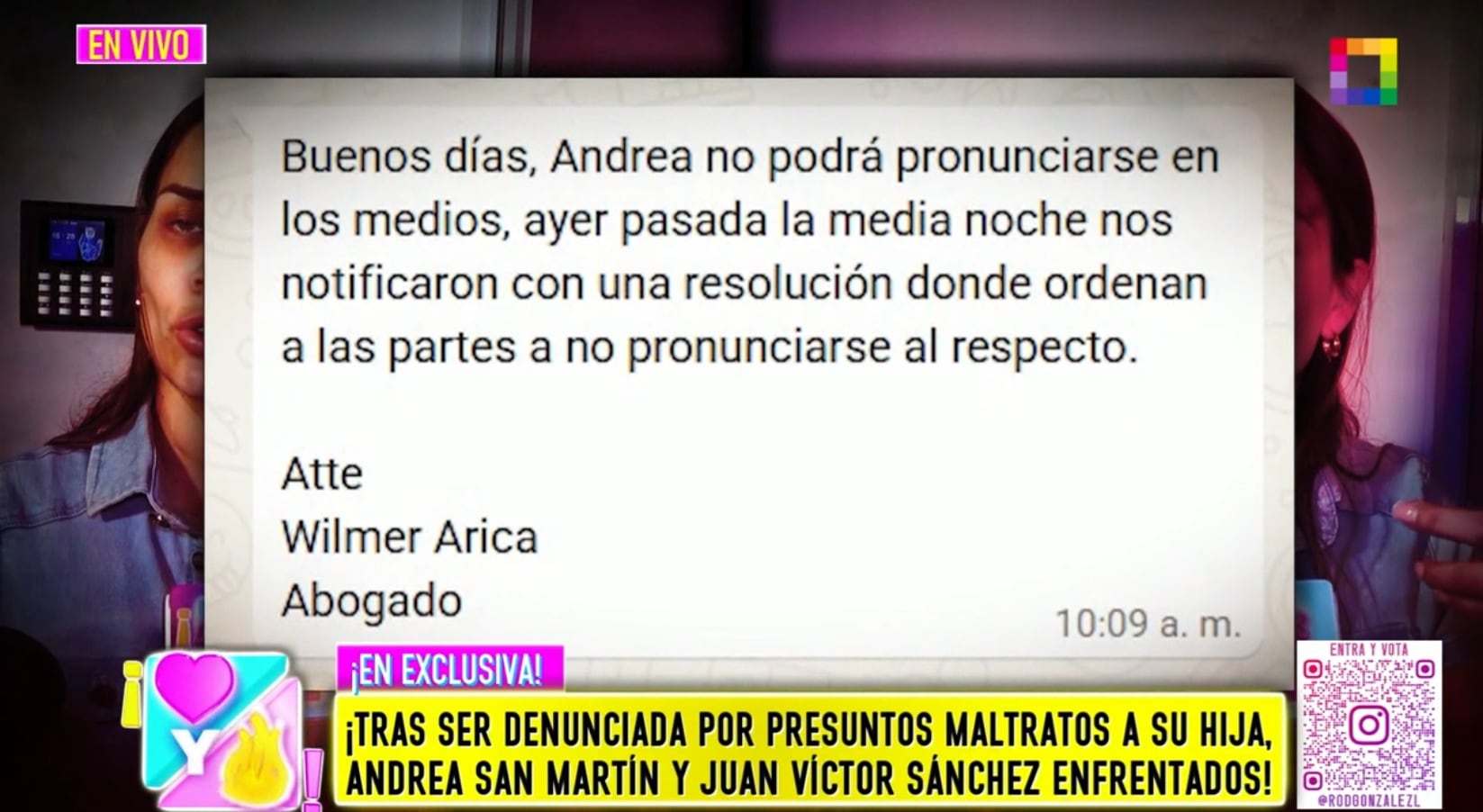 Abogado de Andrea San Martín explica por qué la 'ojiverde' no podrá dar la conferencia de prensa tras quedar libre.