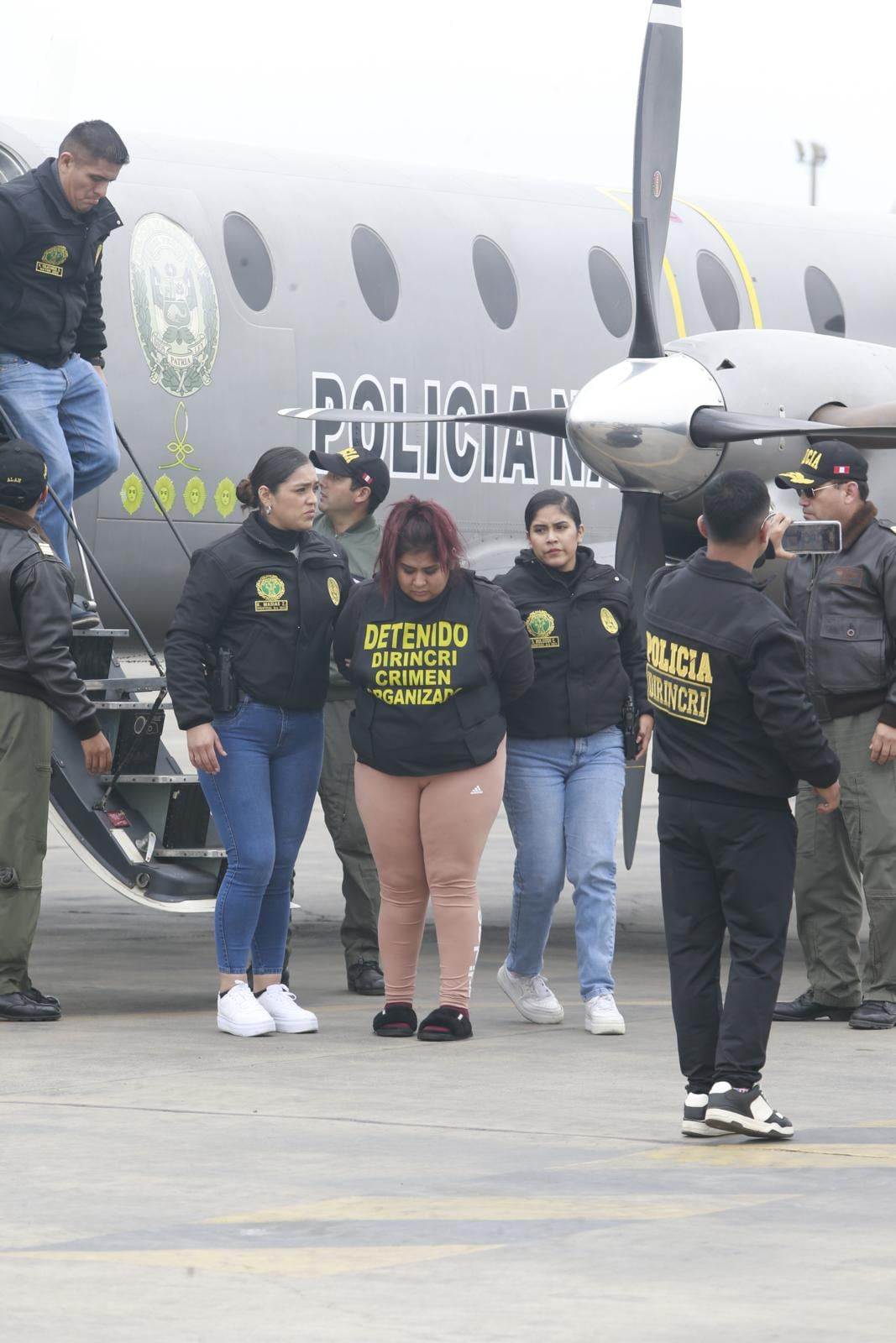 Este sábado llegó a la División de Aviación Policial y luego fue llevada a la Dirincri. | Foto: Allengino Quintana