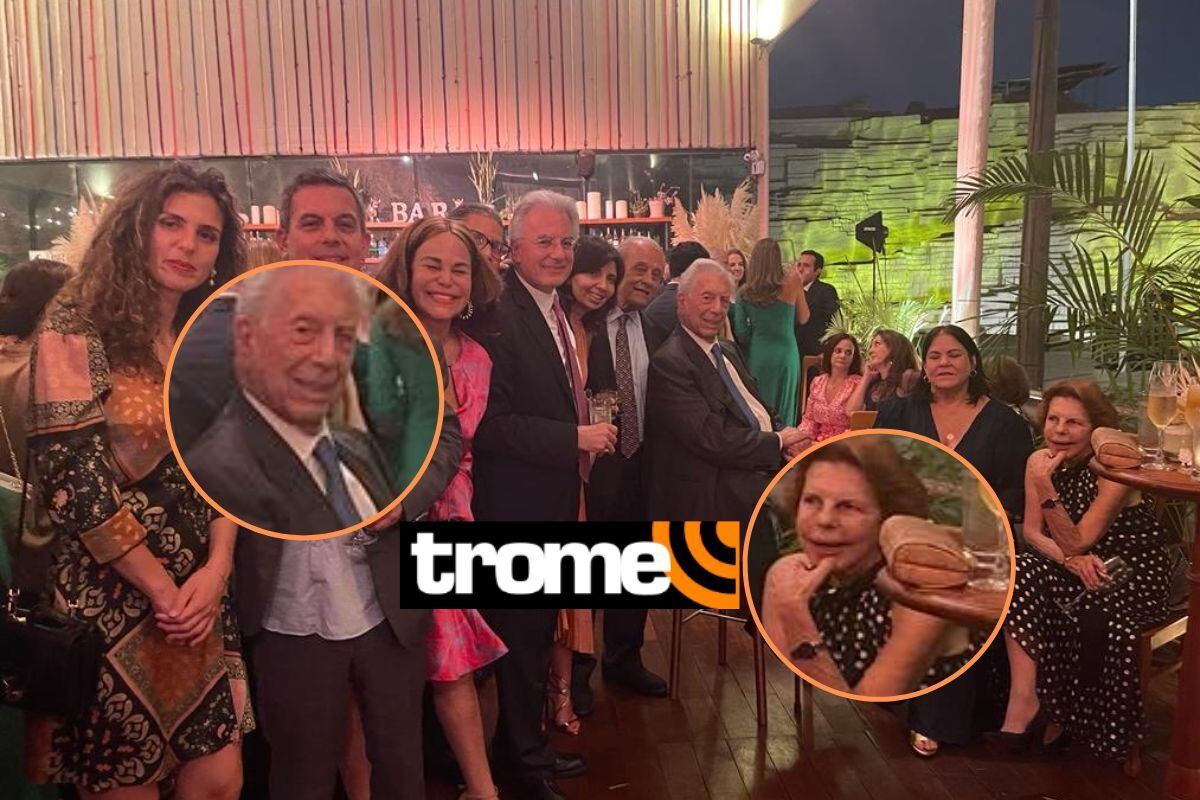 Mario Vargas Llosa y Patricia Llosa en Lima, rodeados de familiares y amigos.