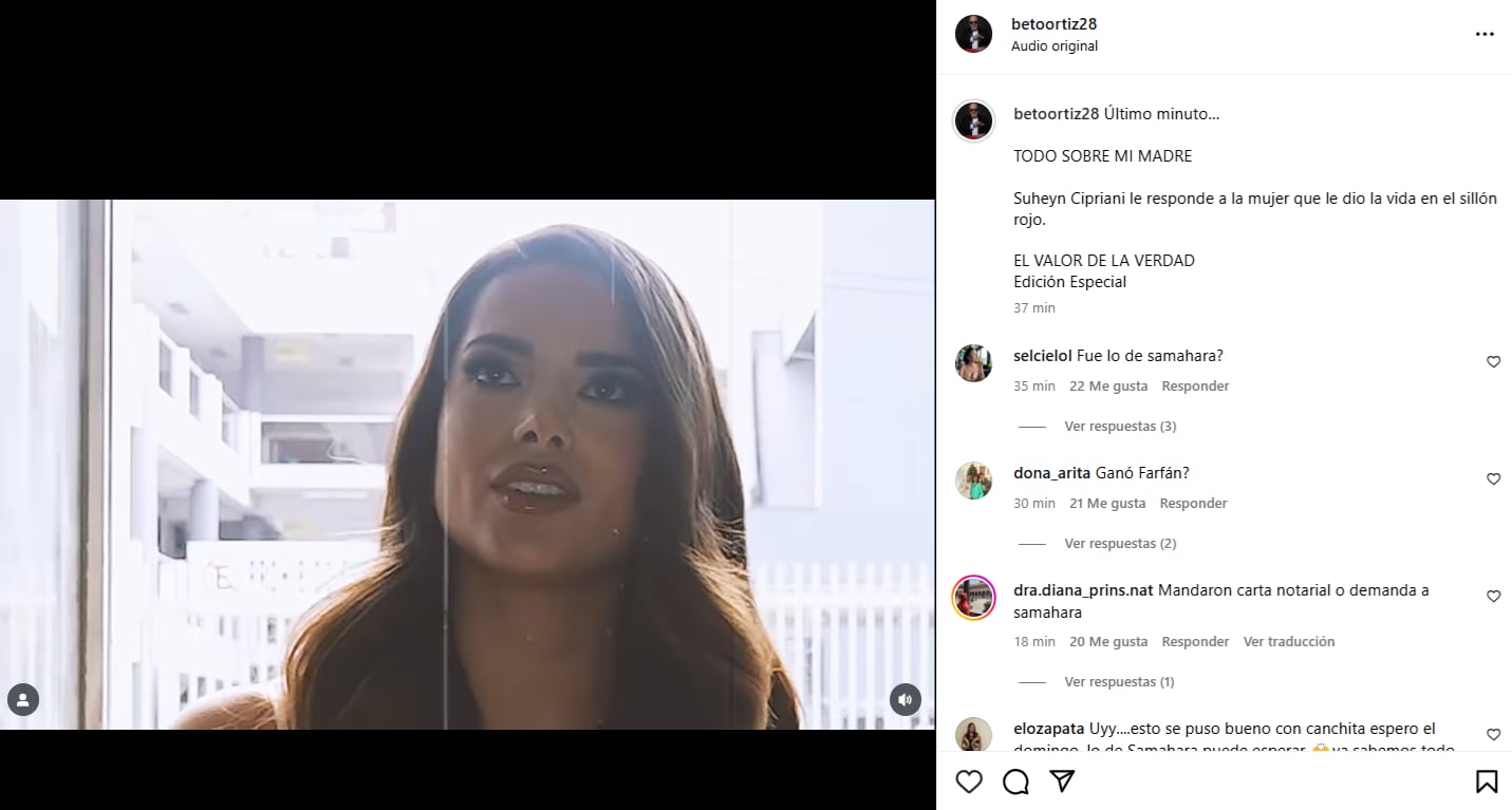 'El Valor de la Verdad' anuncia que Suheyn Cipriani se sentará otra vez en el sillón rojo.