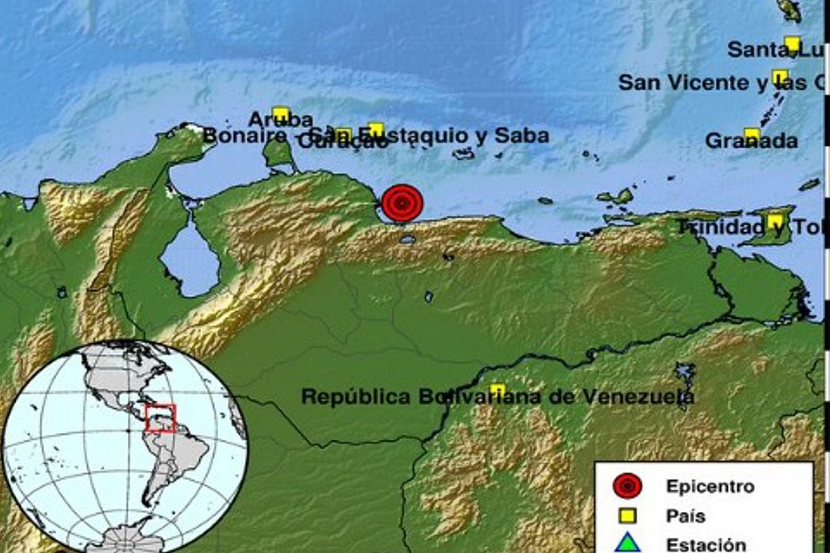 Imagen difundida en la cuenta en X @sgcol del Servicio Geológico Colombiano donde se ve el epicentro de un terremoto de magnitud 7,1 registrado este jueves en el noroeste de Montalbán, en el centro de Venezuela. EFE/ USGS