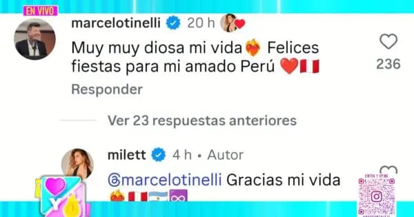 Marcelo Tinelli y Milett Figueroa alimentan rumores de reconciliación.