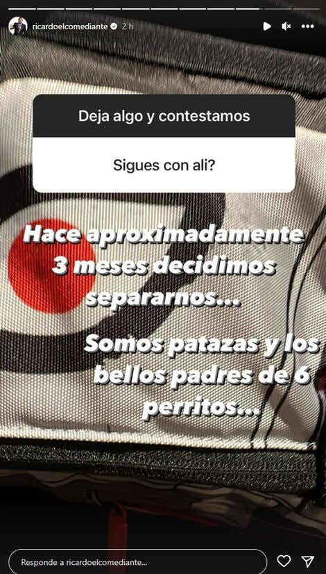 Ricardo Mendoza anunció el fin de su relación con Alicia Alparcana.