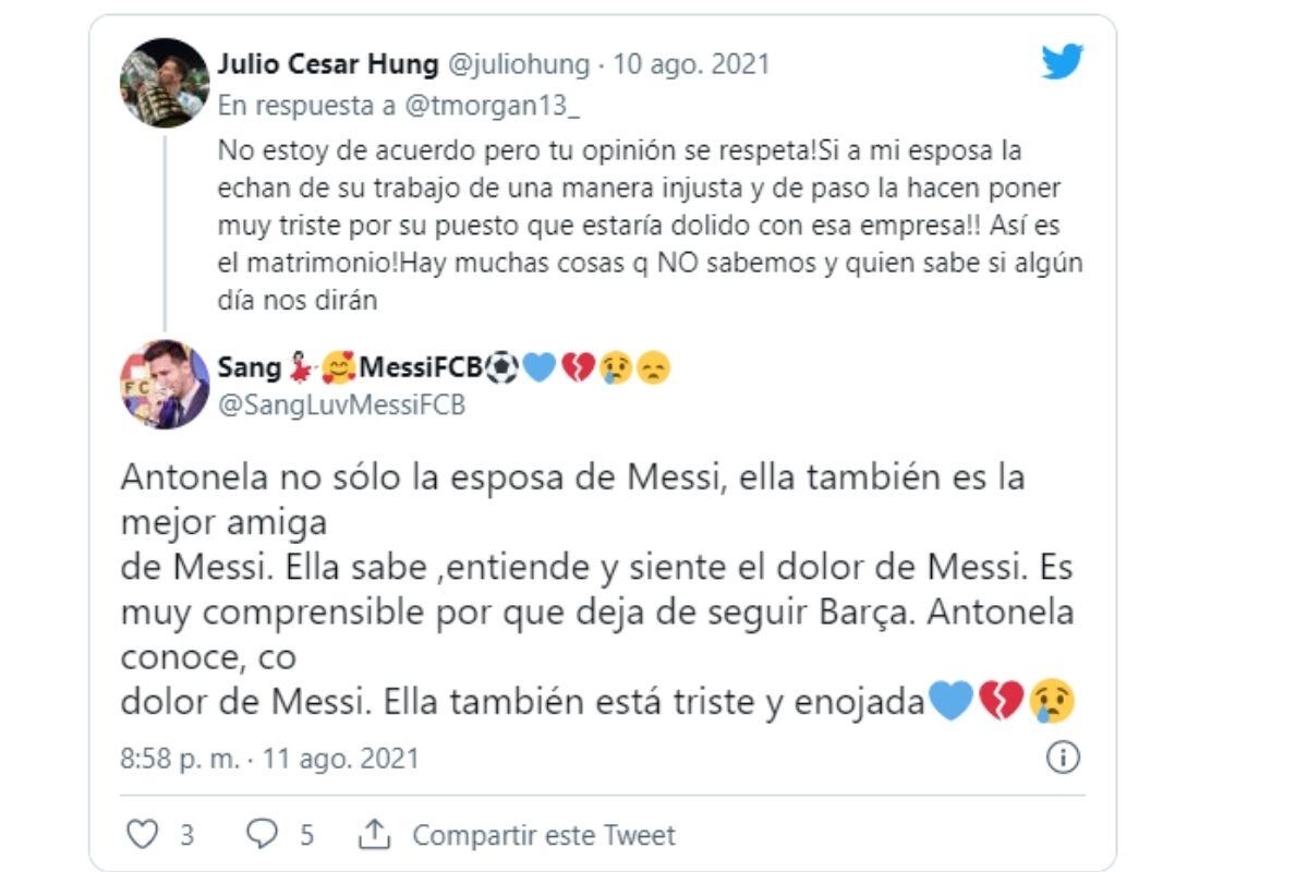 Hinchas de Barcelona reaccionan ante gesto de Antonella Roccuzzo (Captura)