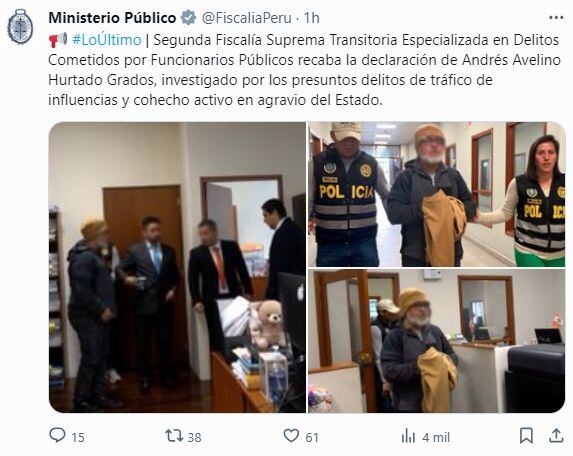 Ministerio Público informa sobre declaración de Andrés Hurtado