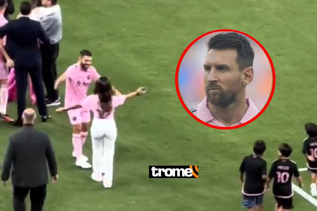 Antonella Roccuzzo estuvo a poco de besar a Jordi Alba tras el triunfo de Inter Miami. Foto: Difusión