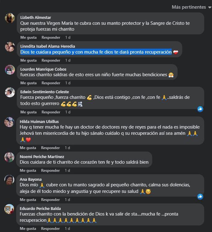 Seguidores de Gianmarco Morales, ‘El Charrito de Corazón’, le envían mensajes de apoyo. (Foto: Captura)