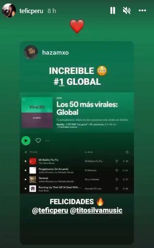 “Mi bebito fiu fiu” de Tito Silva y Tefi C. viene siendo un éxito en Spotify. (Foto: @teficperu).