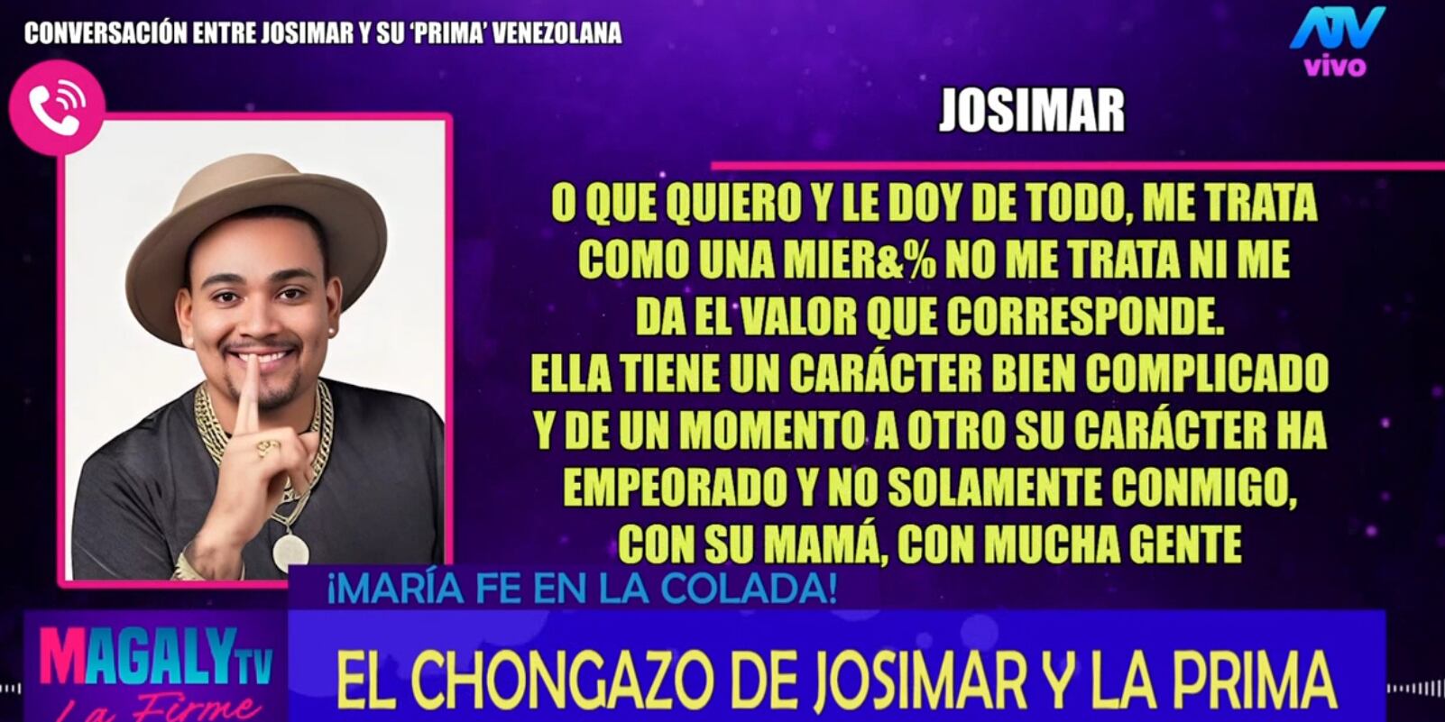 Josimar raja de María Fe Saldaña en audio.