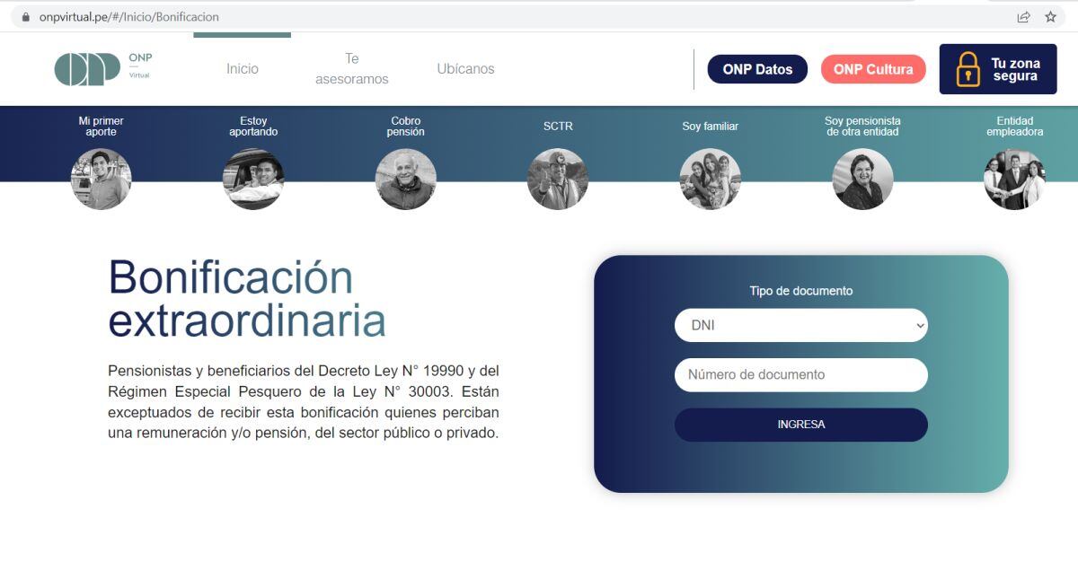 Bonificación extraordinaria de la ONP (Foto: ONP)