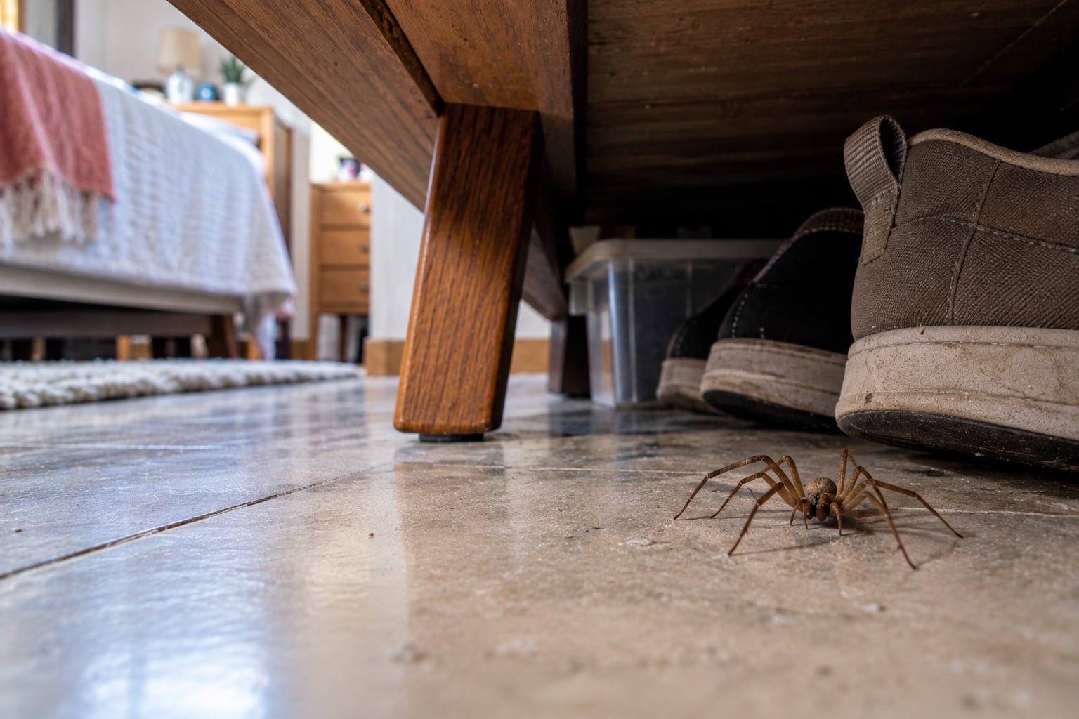 La araña violinista suele esconderse en lugares secos y poco visibles del hogar. Foto: Chat GPT.