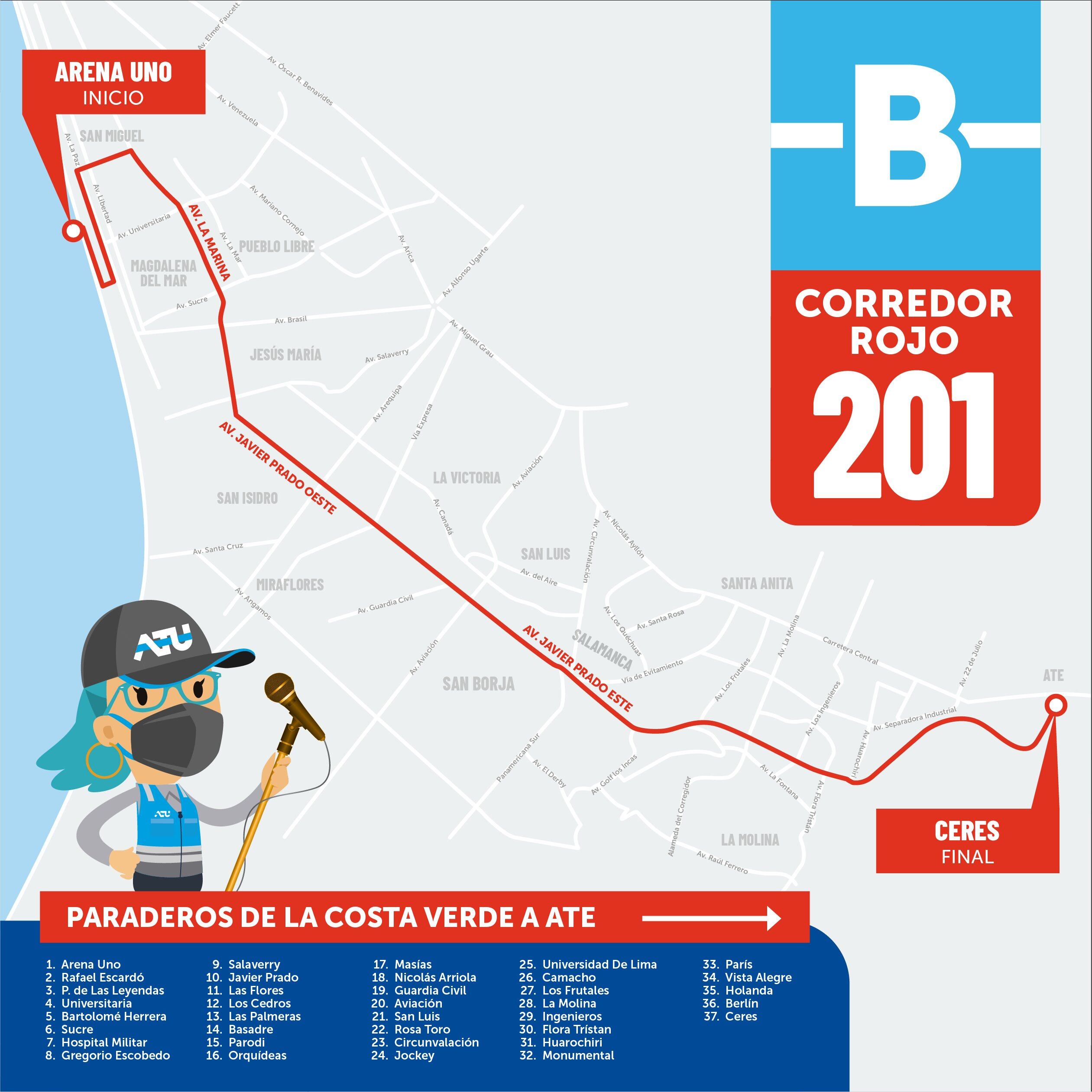 Ruta del Corredor Rojo 201 para facilitar retorno de asistentes al concierto de Karol G. (Foto: ATU)