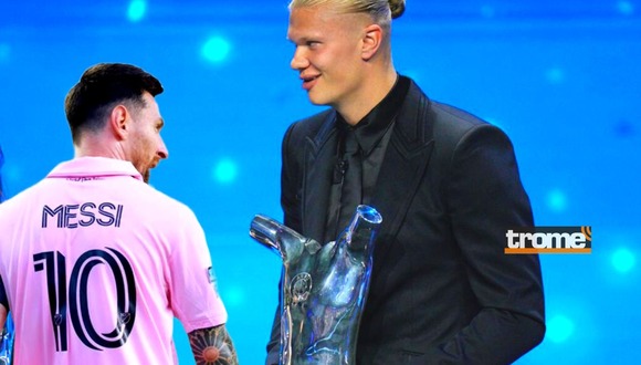 Erling Haaland fue elegido como el mejor de la temporada por la UEFA por encima de Lionel Messi (Foto: AP)