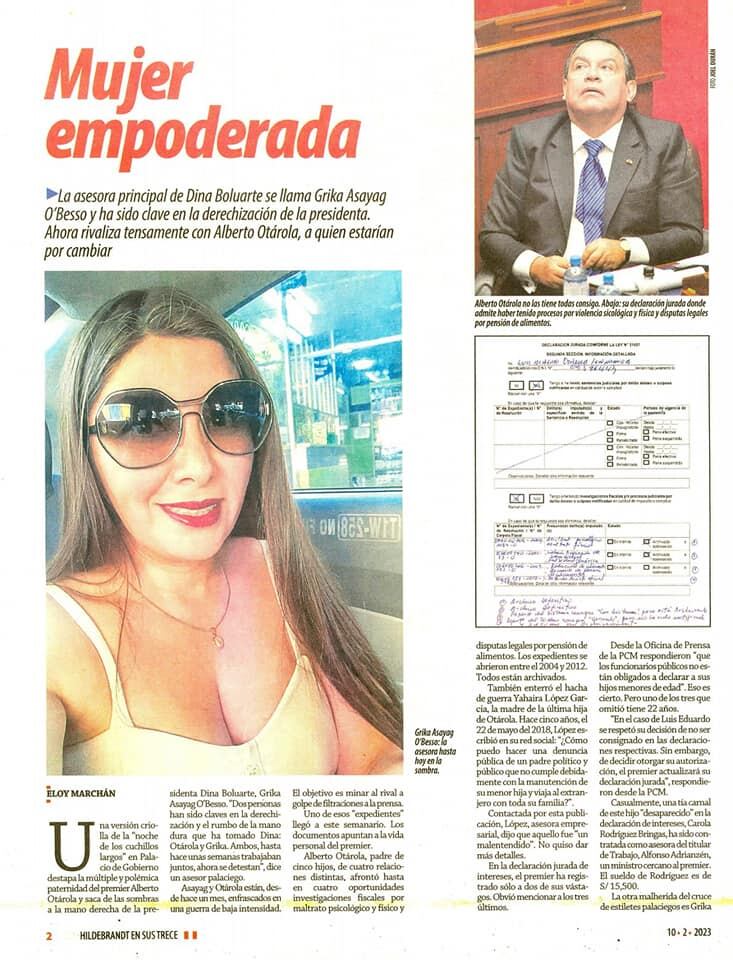 Parte del reportaje publicado por 'Hildebrandt en sus trece', que da cuenta de denuncias contra Otárola.