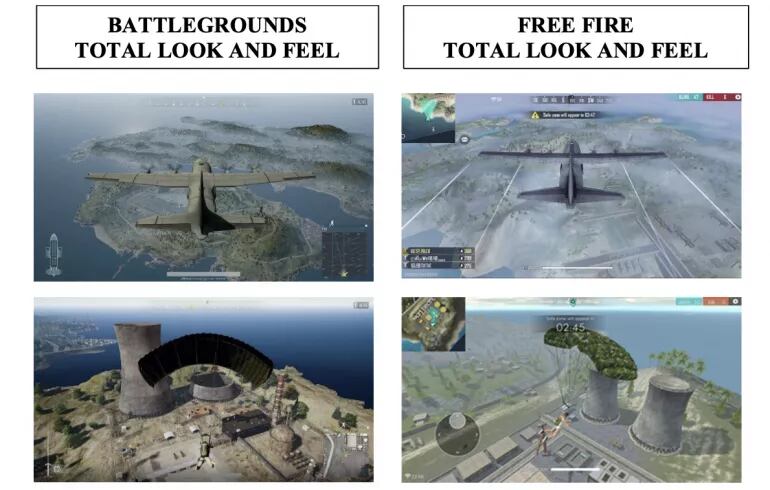 Comparaciones de Free Fire y PUBG.