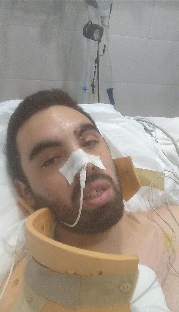 Así estuvo Damián Di Bella batallando en una cama de hospital mientras intentaba salvar su vida tras ser baleado. (Foto: Damián Di Bella)