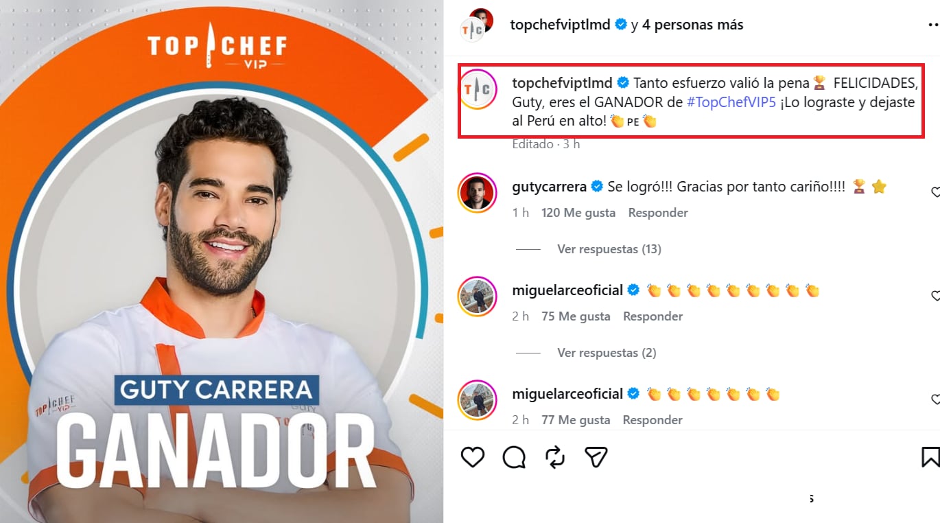 Guty Carrera ganó la quinta temporada de Top Chef VIP.