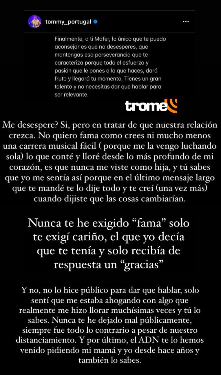 Hija de Tommy Portugal vuelve a 'disparar'. Foto: Instagram