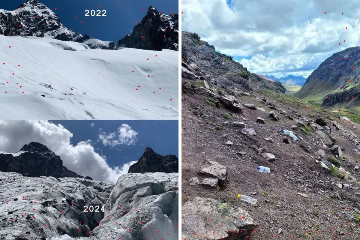 Hace muchos años, las personas que suben a este nevado llevan consigo botellas de plásticos y productos con envoltorios que los arrojan en cualquier lado y esto se acumula causando un gran daño. Foto: Difusión.