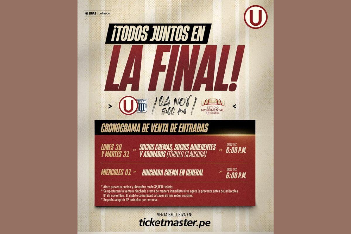 Cuadro crema inicio venta de entradas para sus socios (@Universitario)