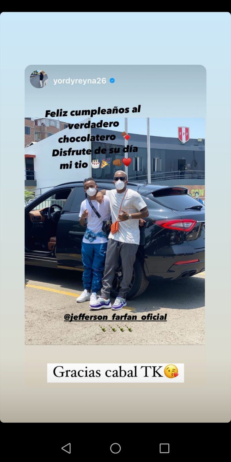 Jefferson Farfán recibió el saludo de varios colegas del medio futbolístico. Foto: Instagram.