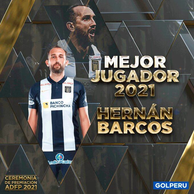 Hernán Barcos fue premiado como mejor jugador 2021 por ADFP (Captura)