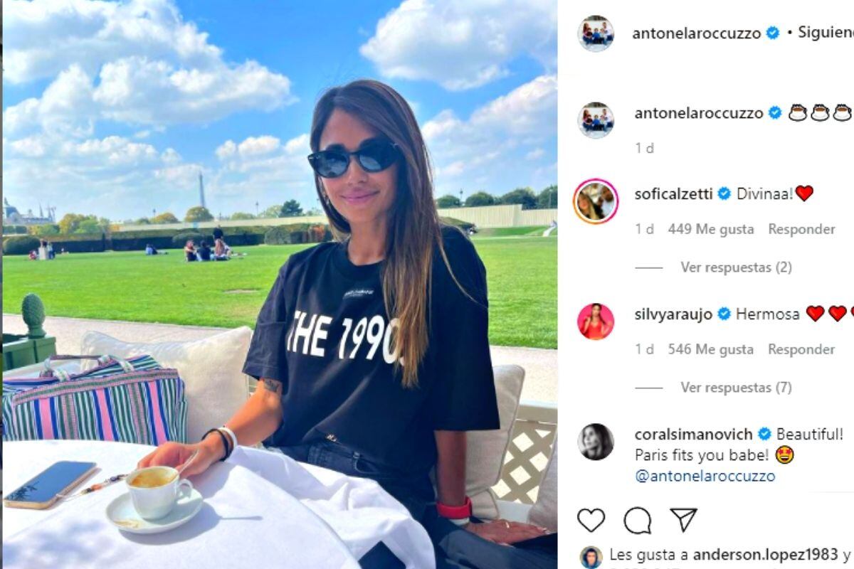 Antonella Roccuzzo sigue desempeño de Messi todo desde París (Instagram)