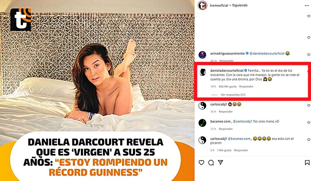 Daniela Darcourt niega ser virgen y se pronuncia al respecto