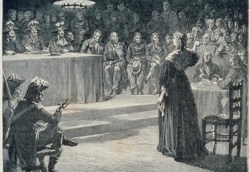 Grabado de María Antonieta, frente al Tribunal Revolucionario, en 1793. THEODOR MEYER-HEINE.