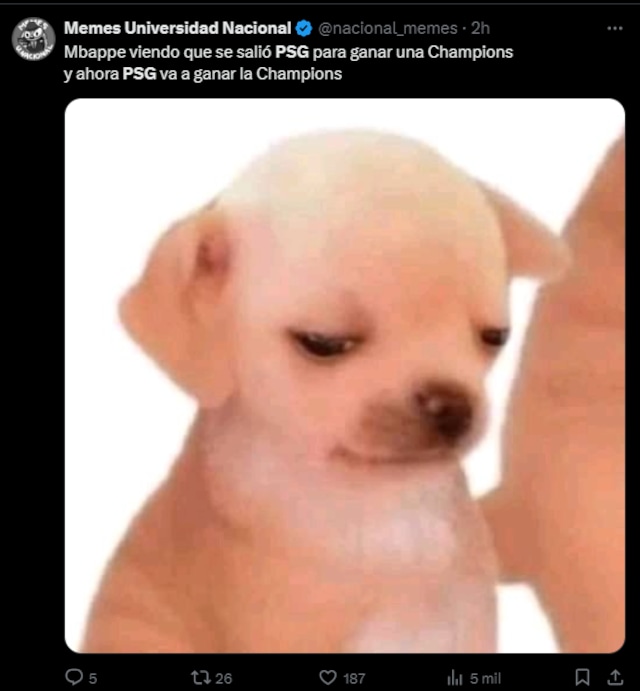 Vacílate con los mejores memes de la final de la Champions League entre el PSG y el Inter de Milán. (Redes sociales)