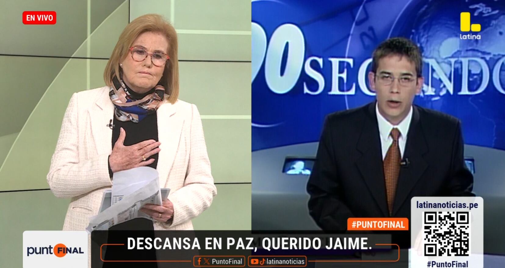 Mónica Delta se despide de Jaime Chincha.