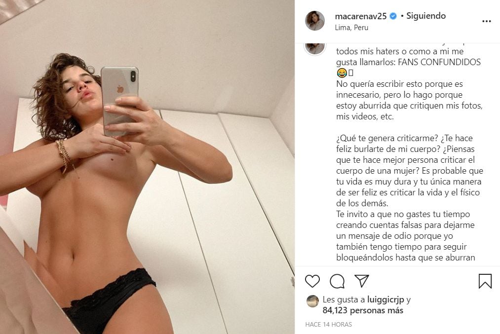 Macarena Vélez responde a sus haters
