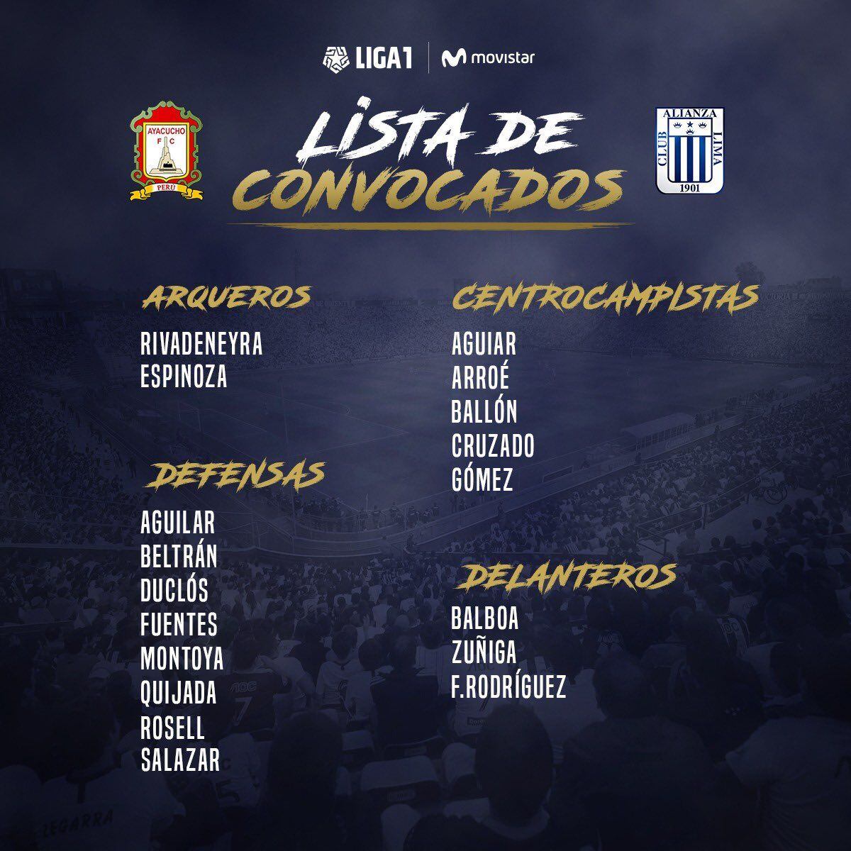 Lista de convocados de Alianza Lima para el choque ante Aacucho FC.