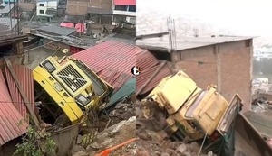 ¡De milagro! Volquete cae sobre vivienda en El Agustino y familia sobrevive de forma increíble