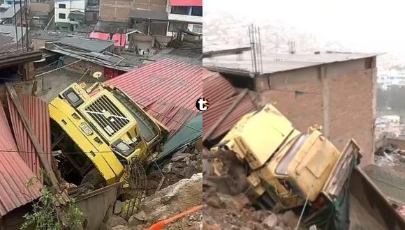 Accidente de camión en zona de obra urbana afecta vivienda familiar sin causar daños personales graves