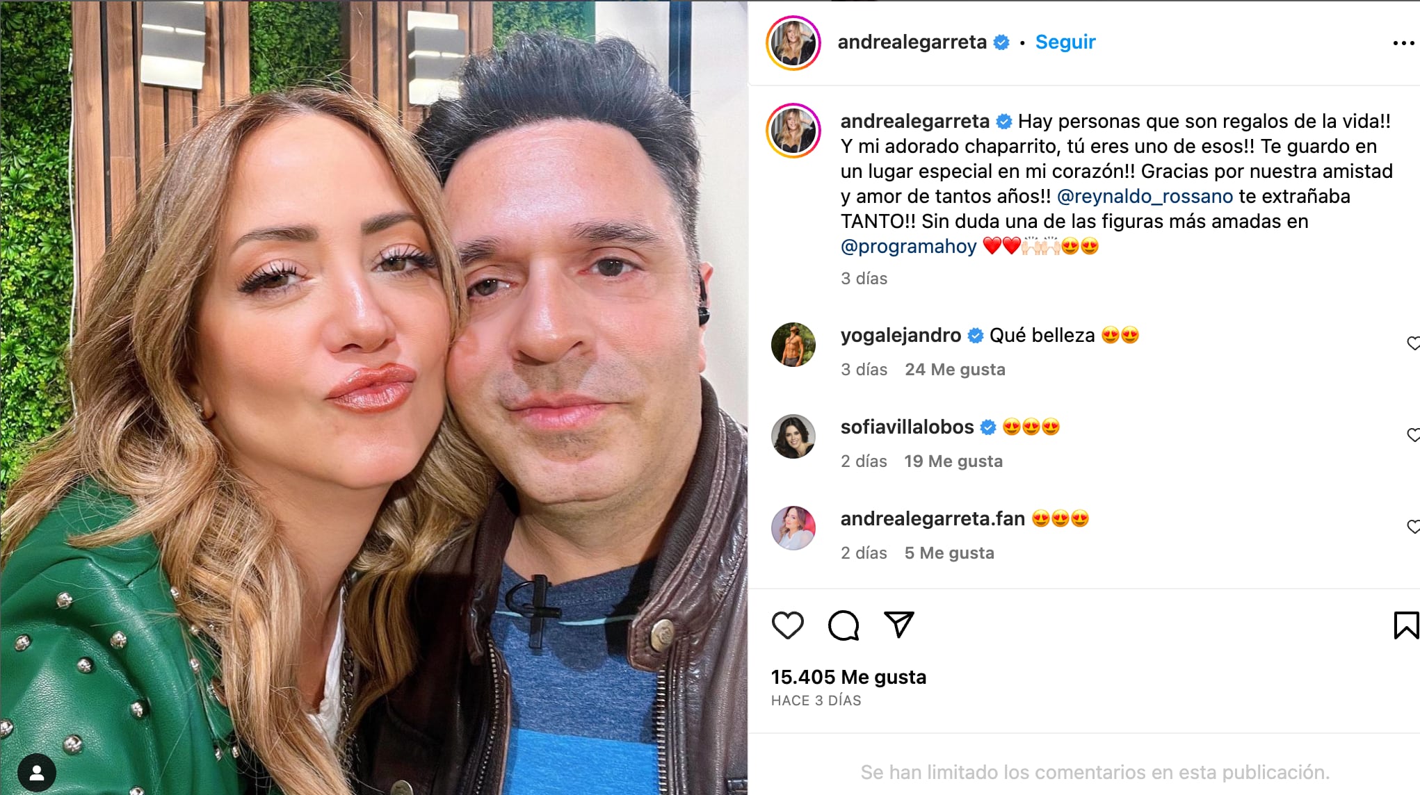 El romántico mensaje de Andrea Legarreta