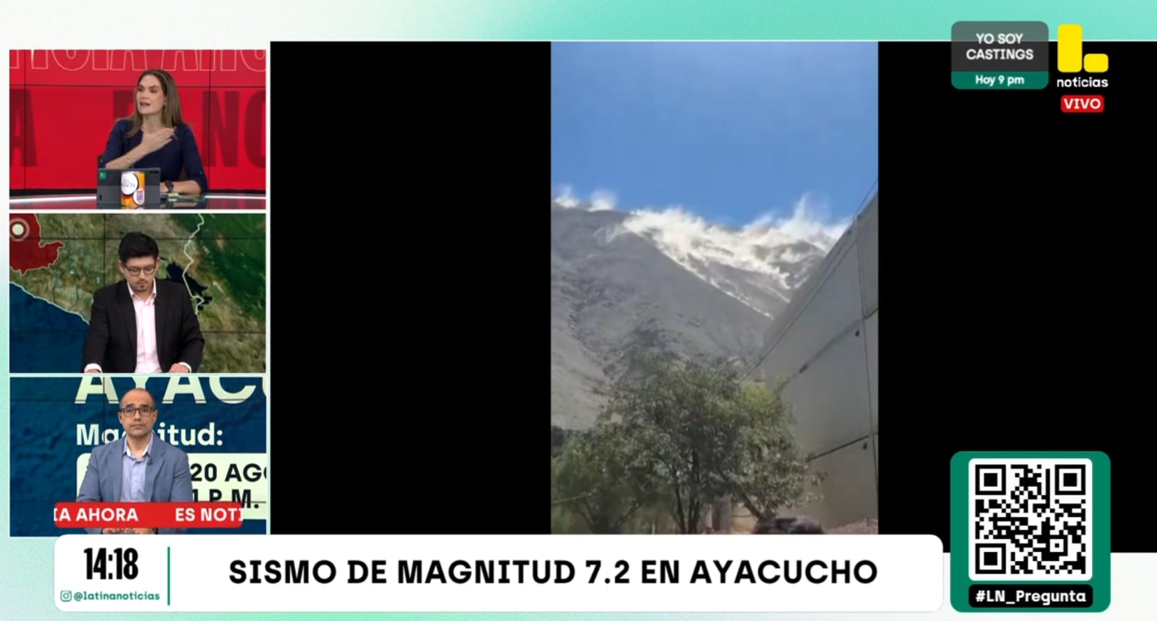 Desprendimiento de tierras en cerros se produjo durante el sismo de magnitud 7.2 en Ayacucho.