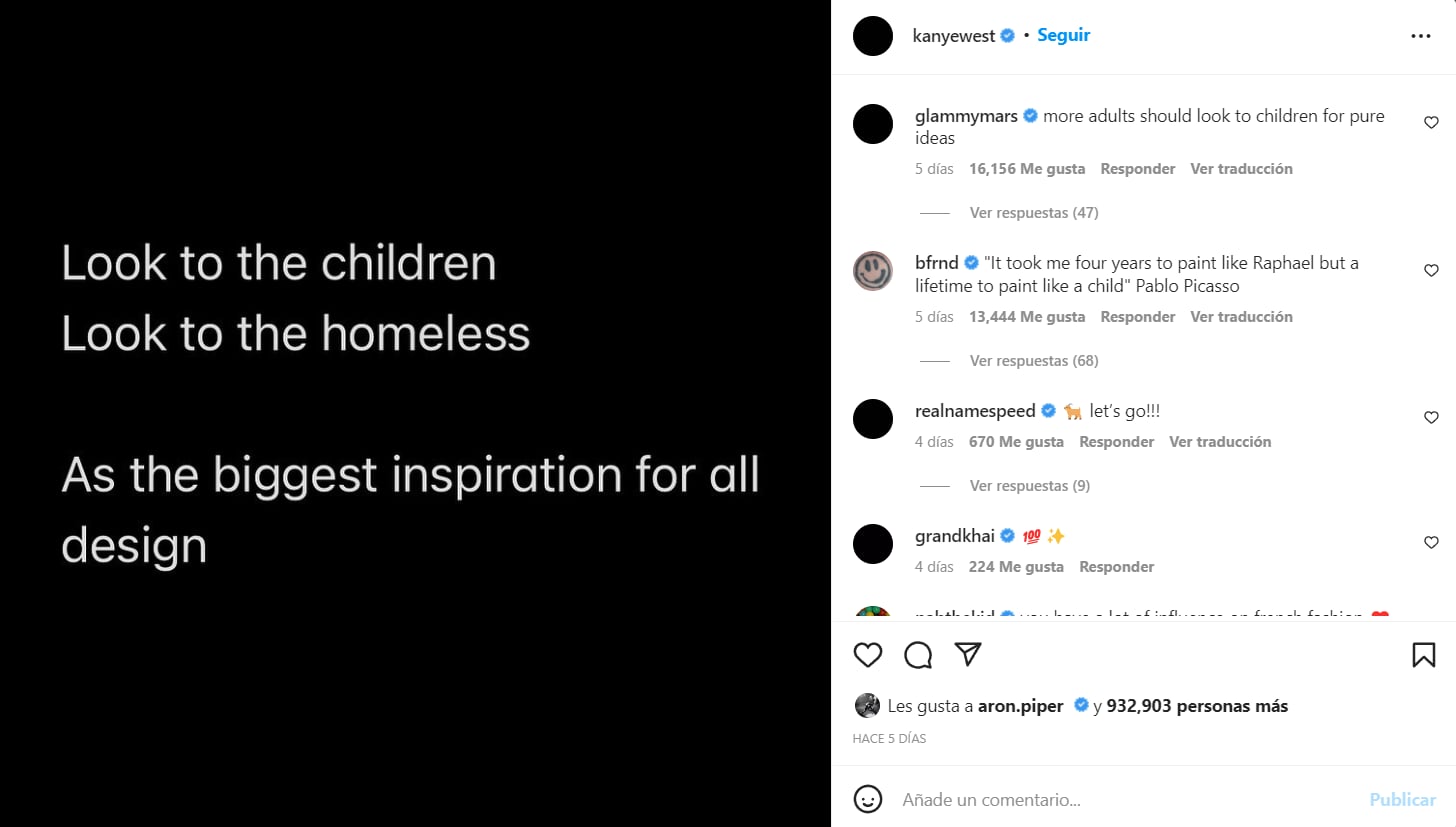 Kanye West criticado por vender la nueva colección de Yeezy Gap en bolsas de basura. (Instagram @kanyewest)