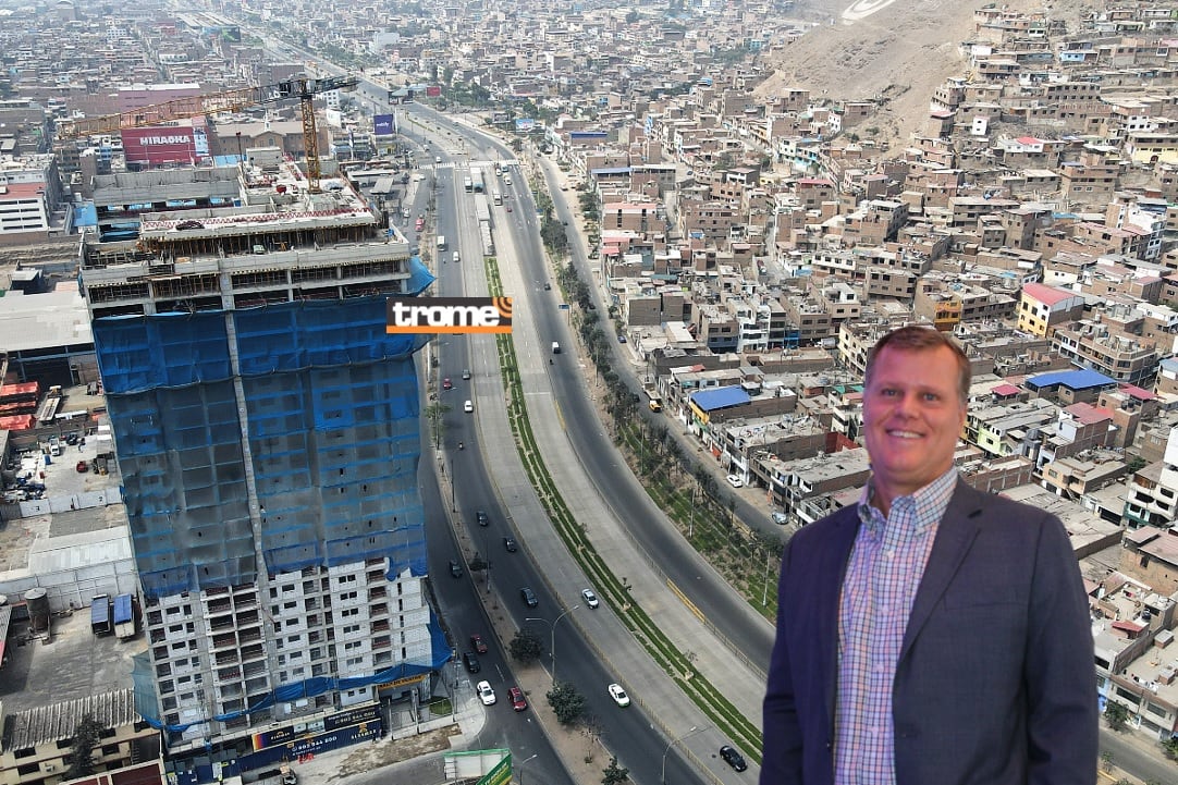 El edificio más alto de Lima Norte. Rodrigo Sarria, gerente general de Albamar Grupo Inmobiliario, explica que ya realizaron el último vaciado de concreto y han iniciado la etapa de acabados. (Entrevista: Isabel Medina / Foto: Jorge Cerdán / Trome).