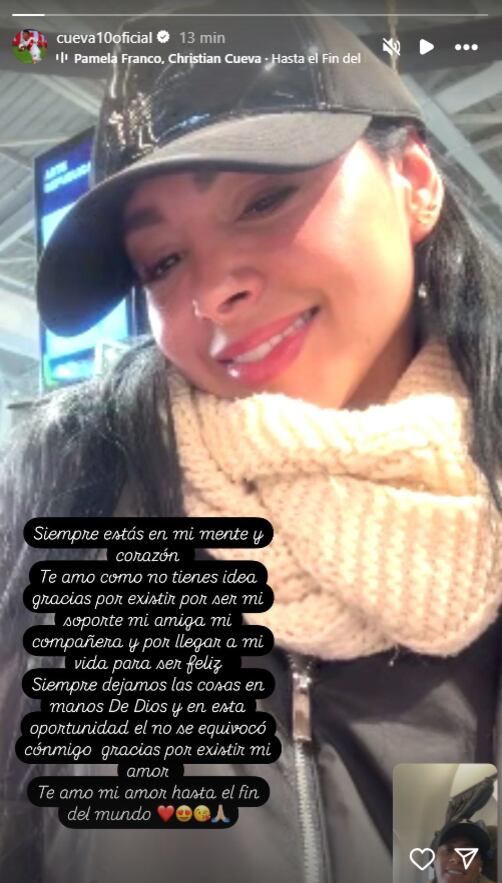 Christian Cueva le dedica hermosas palabras a Pamela Franco.