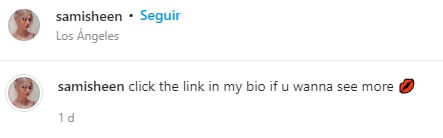 De esta forma Sami Sheen invita a que sus seguidores entren a la cuenta de OnlyFans. (Foto: @samisheen / Instagram)