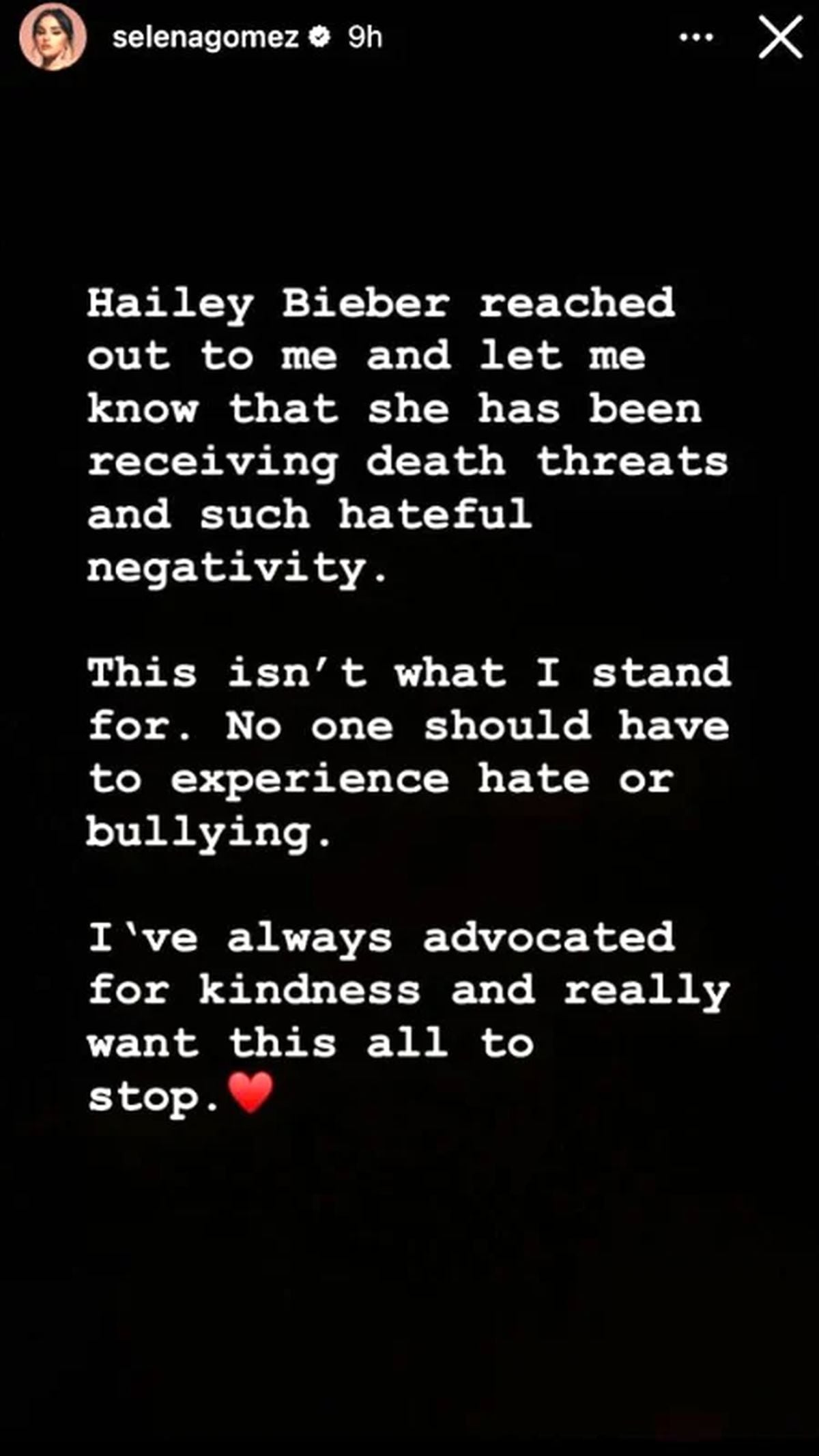 El mensaje de Selena en su Instagram (Foto: Selena Gomez / Instagram)