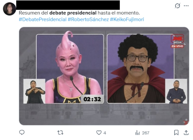 Meme tras el debate presidencial entre Keiko Fujimori y Roberto Sánchez.