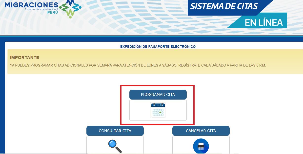 Selecciona “programar cita”.