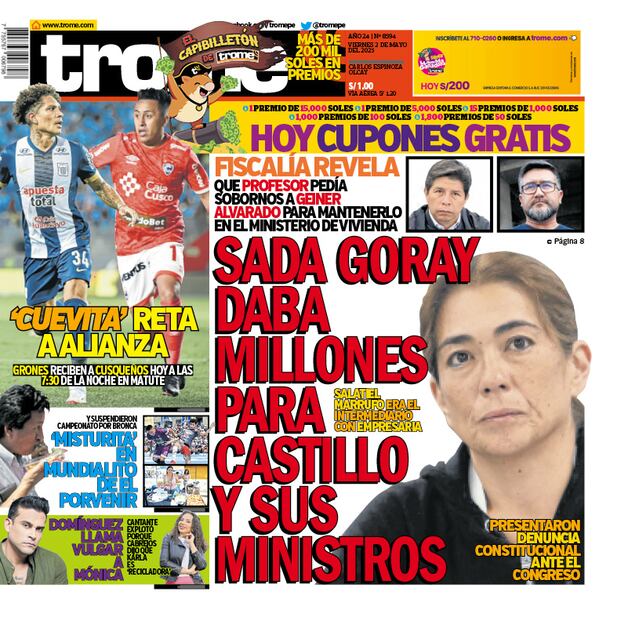Portada Trome viernes 2 de mayo del 2025