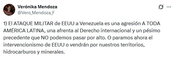 Opinión de Verónica Mendoza tras captura de Nicolás Maduro.
